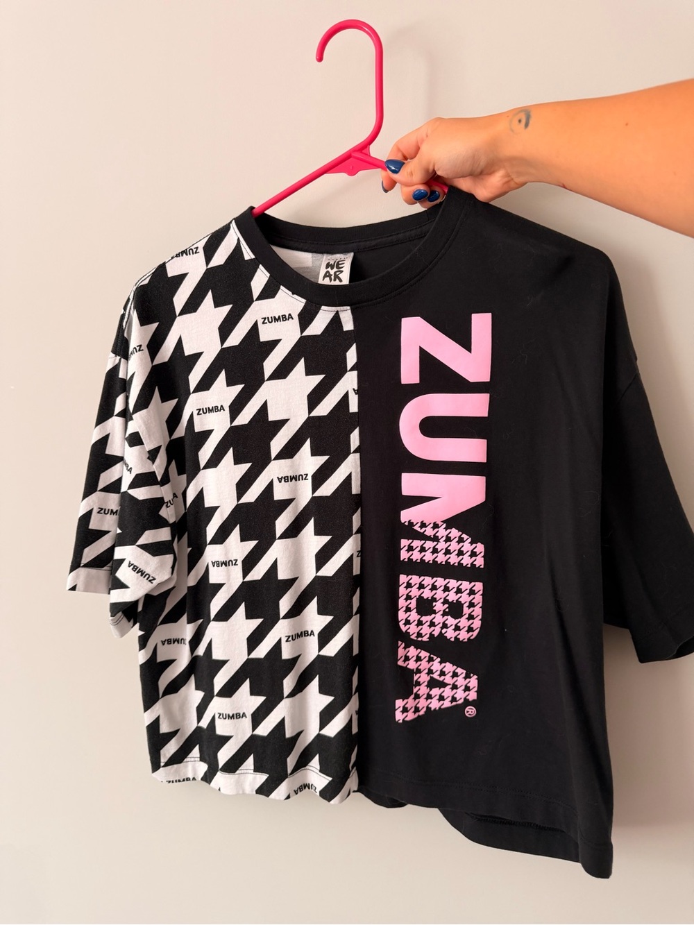 Zumba Fitness Black & White Graphic Tee with Pink Logo